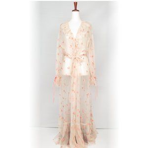 By Anthropologie Sheer Pink Heart Robe - Medium